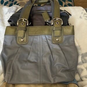 Coach Olive and Gray Tote Bag